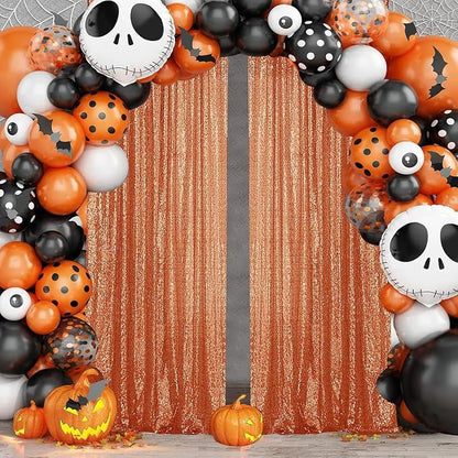 Sugargirl Orange Sequin Backdrop Curtain 4FTx8FT Glitter Orange Background - Image 2