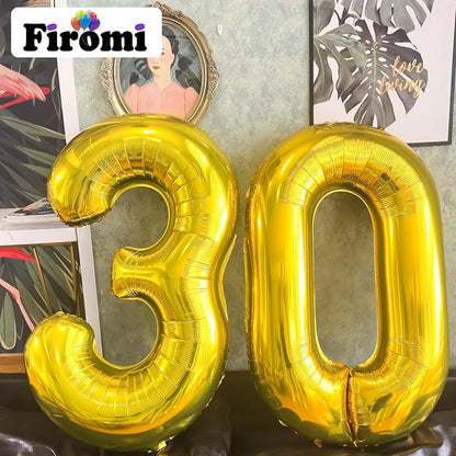 FIROMI 30 Number Balloons Gold Big Foil Mylar 30th Balloon Numbers 40-inch | - Image 5