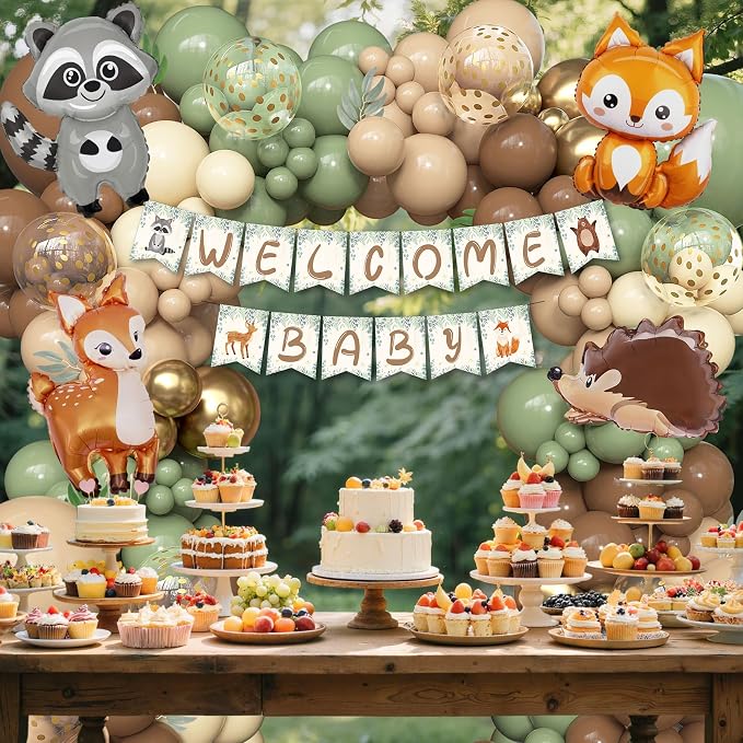 167Pcs Woodland Animals Baby Shower Decorations - Image 6