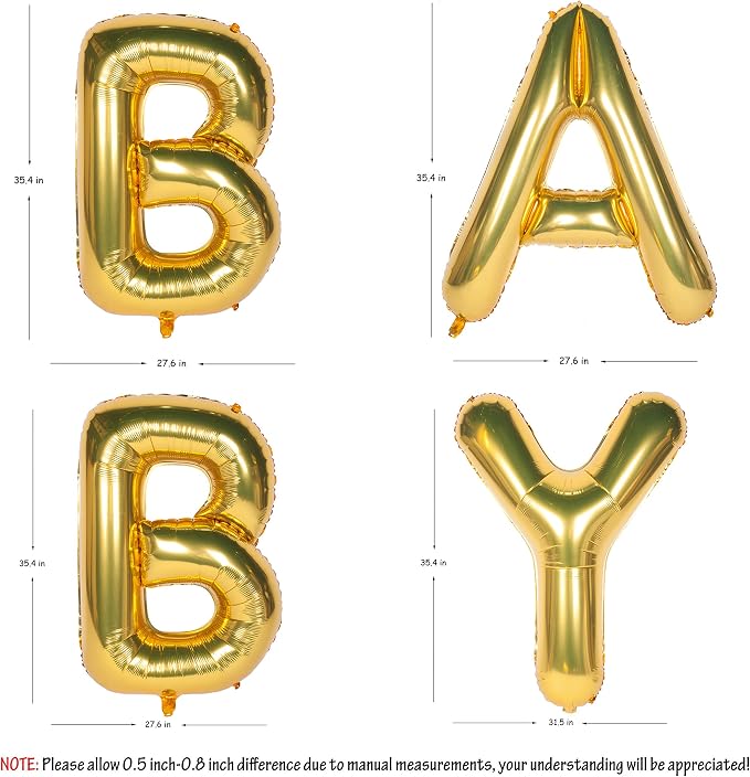 Letter Balloons 40 Inch Giant Jumbo Helium Foil Mylar Gold BABY | - Image 2