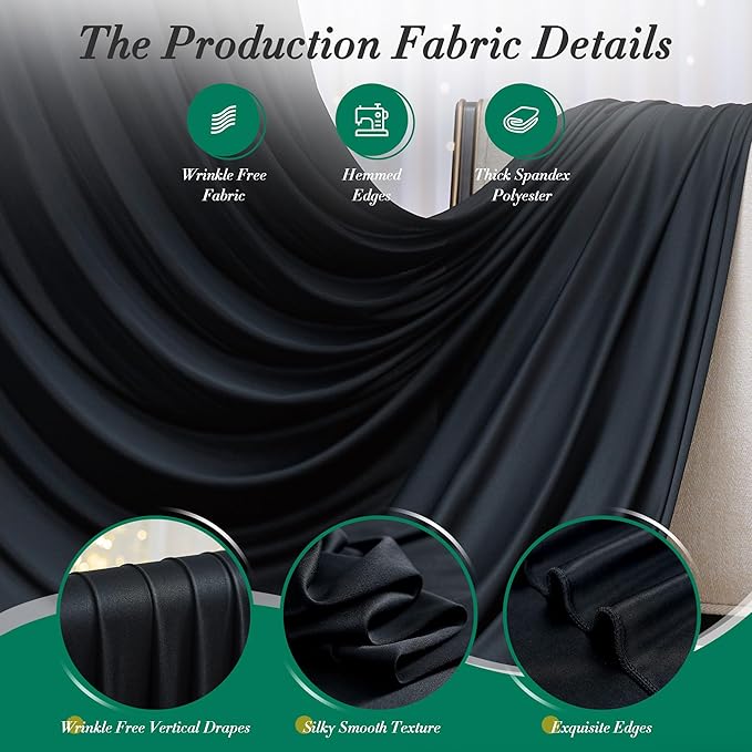 50 ft x 8 ft Black Backdrop Curtain - Image 4