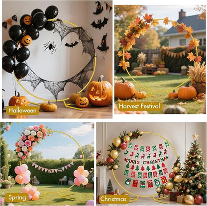 Nisoger 6.6FT Round Backdrop Stand, Circle Gold Balloon Wedding Arch Frame | - Image 3