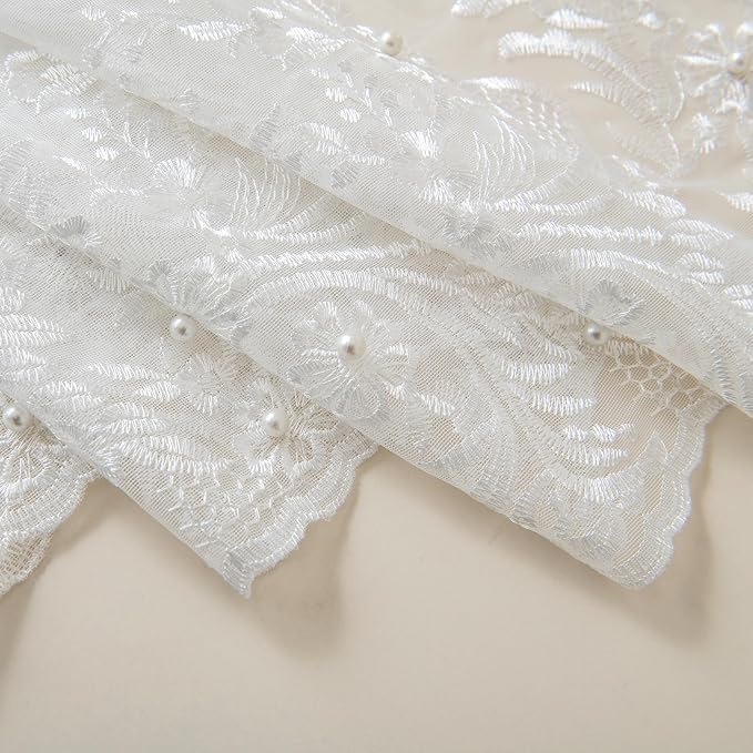White Sheer Voile Curtains White Embossed Butterflies 72 Inches | Light - Image 6