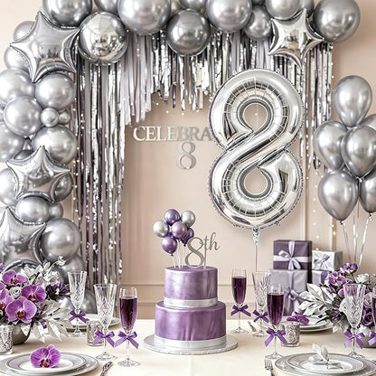 Number Balloons Silver Party Balloon - Image 6