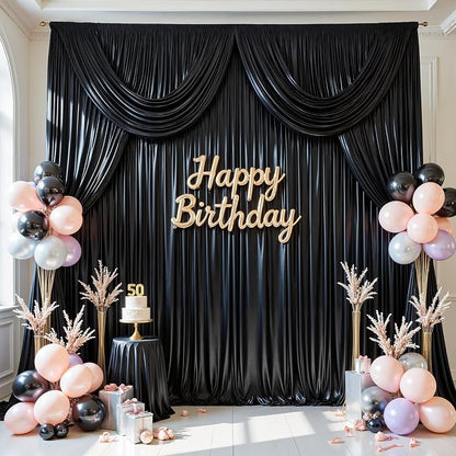 20x10ft Black Glitter Backdrop Curtain - Image 7