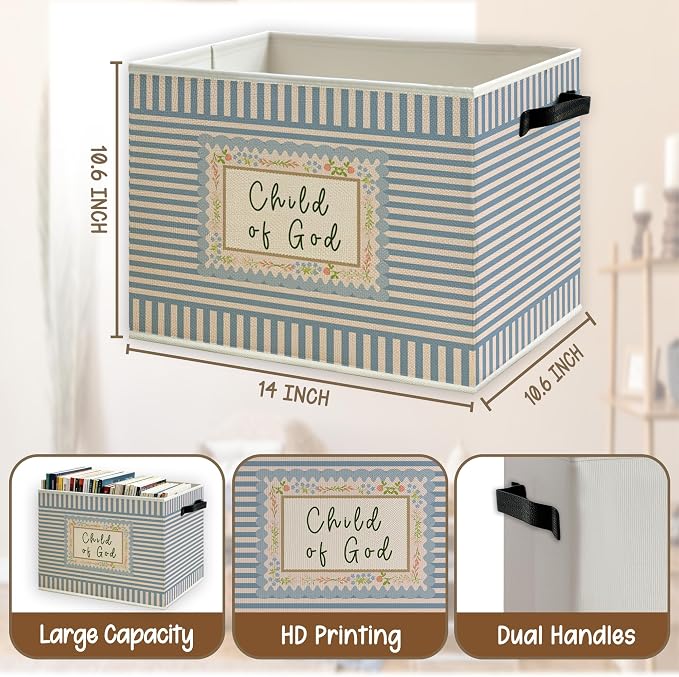 Green Christian Foldable Storage Bins Box - Image 5