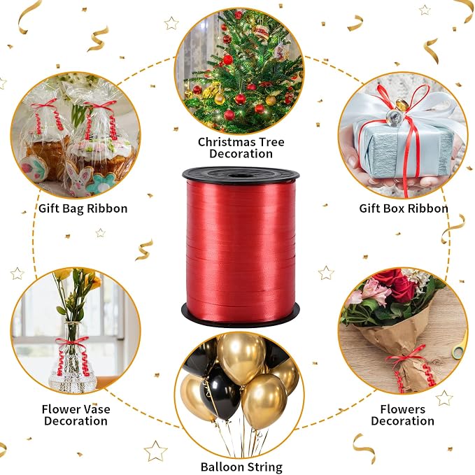 500 Yards Red Curling Ribbon Balloon String Ribbon 1/5 Inch | Ribbon - Image 7