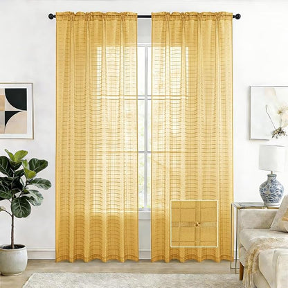 SpaceDresser Check Sheer Curtains 54 Inches Long by SpaceDresser