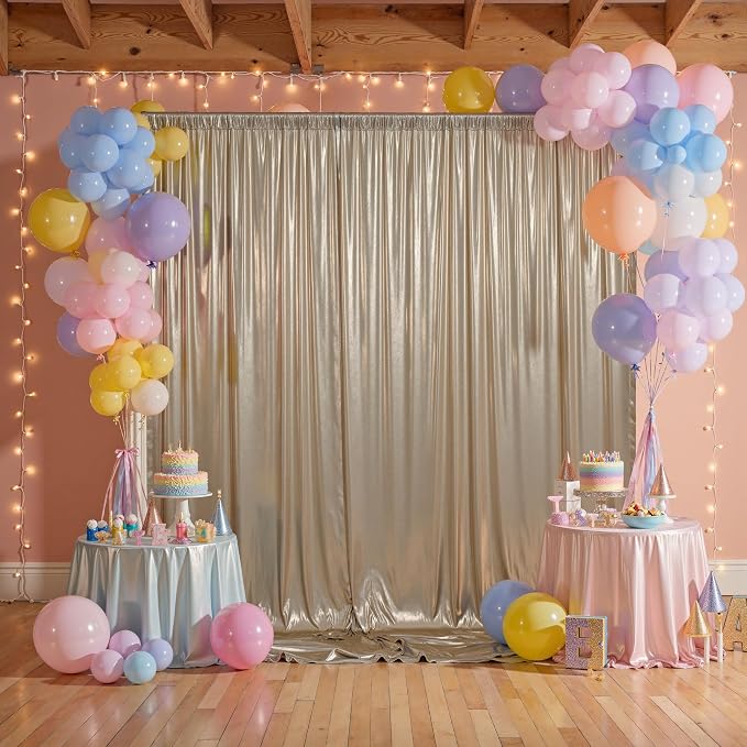 10x10ft Thick Champagne Glitter Backdrop Curtain Panels - Image 6