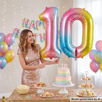40 Inch Rainbow Foil Number 10 Balloon - Image 4