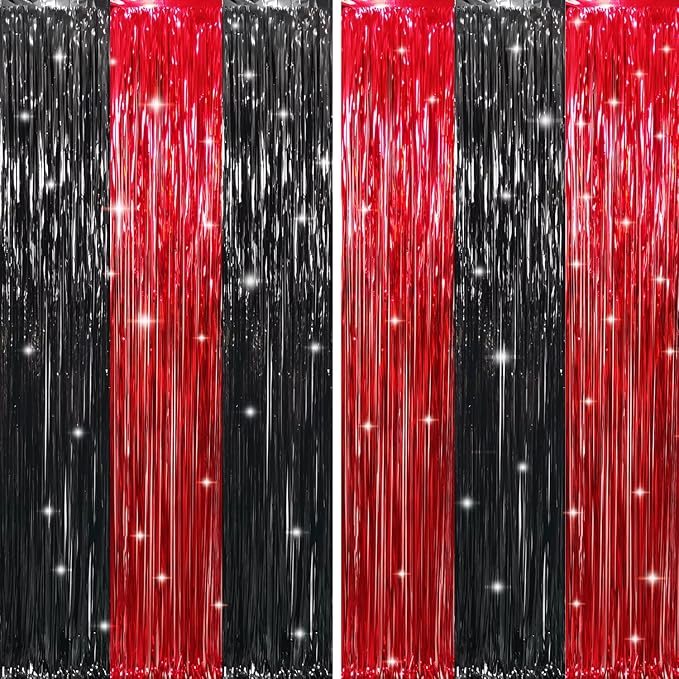 GOER 6.4 ft x 8.2 ft Metallic Tinsel Foil Fringe Curtains, Graduation by GOER