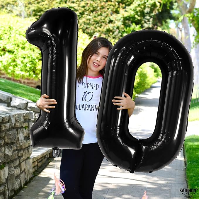 KatchOn Black number 10 balloon 40 Inch - Image 4