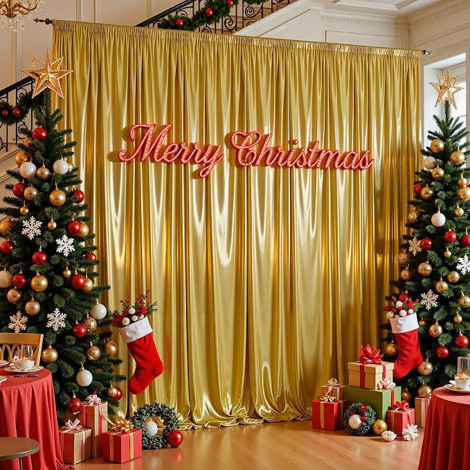 10x10ft Dark Gold Glitter Backdrop Curtain - Image 6