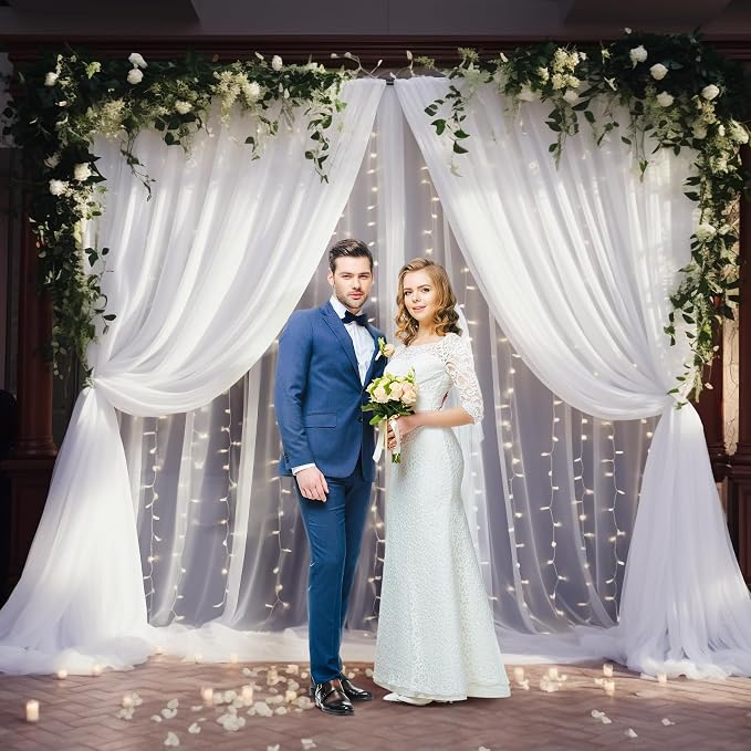 10x10ft White Tulle Backdrop Curtain - Image 4