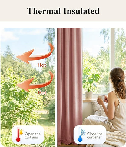 Dusty Pink Velvet Curtains for Girls Bedroom, W52 x L132, 2 Panels | Room - Image 6