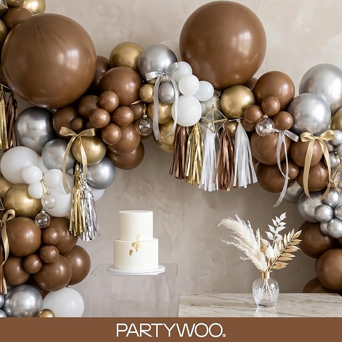 PartyWoo Brown Balloons 140pcs Neutral Boho Color 18 12 10 5 Inch | 18 12 10 5 - Image 8