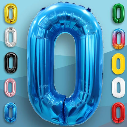 Blue Number Balloon 0 Mylar Foil Balloons 40 inch - Image 2