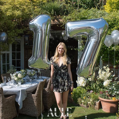 AULE 40 Inch Silver 7 Balloon Number Foil 0-9 Birthday Big Numbers | Birthday - Image 3