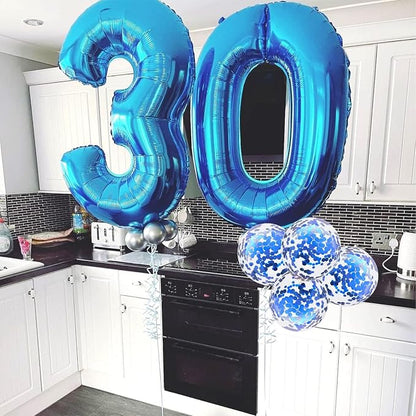17th Birthday Blue Foil Number 17 Balloons - Image 7