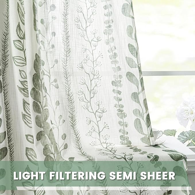 Sage Green Curtains 90 Inches Long 2 Panels Boho Curtains - Image 4