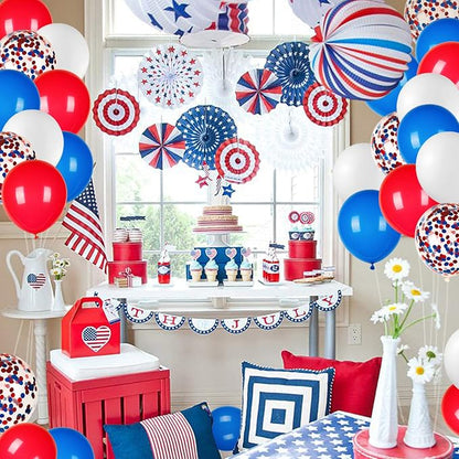 80 PCS Red White Blue Balloons 12 in - Image 6