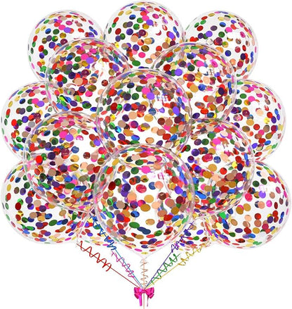 50pcs Multicolor Foil Confetti Balloons, 12 inch Latex Balloon by KALOR