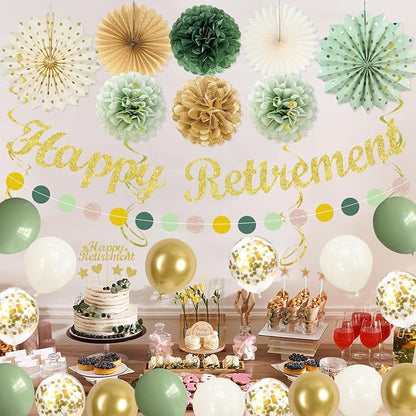Vlipoeasn Green Gold Retirement Decorations - Image 9