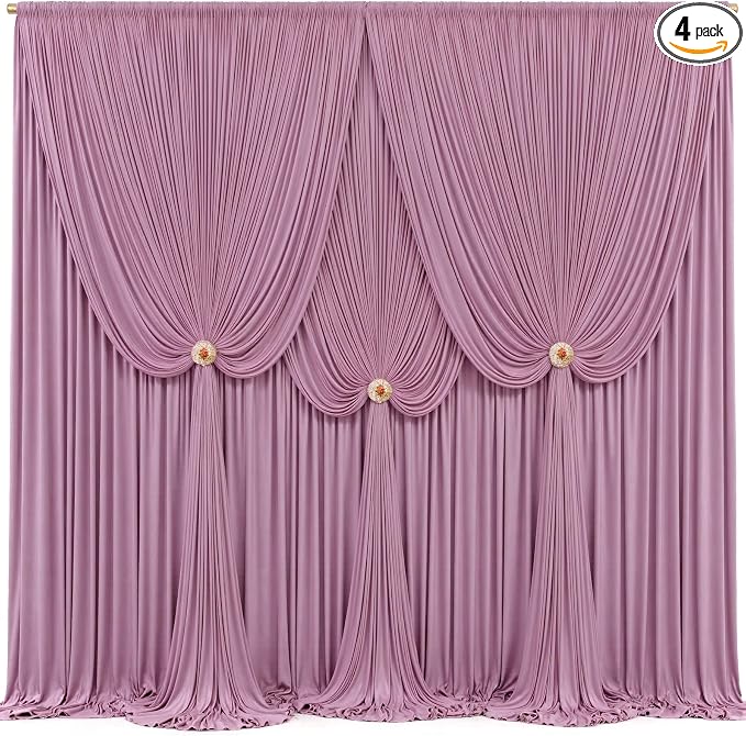 4 Panels Dusty Pink Backdrop Curtains by Tao-GePartyDecorations