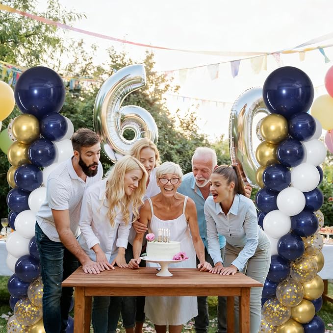Navy Blue and Gold Balloon Column Stand Kit Set of 2 - Image 2