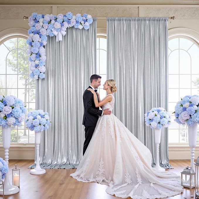 20x10FT Silver Sequin Backdrop Curtain - Image 5