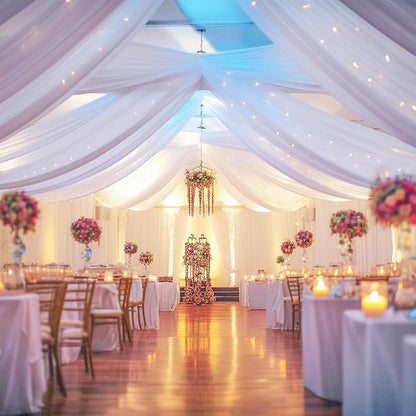 6 Panels White Ceiling Drapes - Image 3