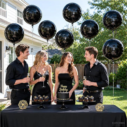 KatchOn, Huge Black Mylar Round Foil Balloons, 22 Inch - Image 8