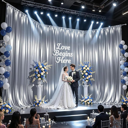 20x10ft Silver Glitter Backdrop Curtain - Image 2