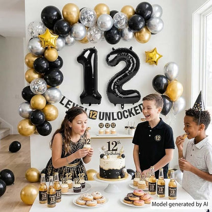 Black Number 12 Balloon 40 Inch, Foil Numeral - Image 3
