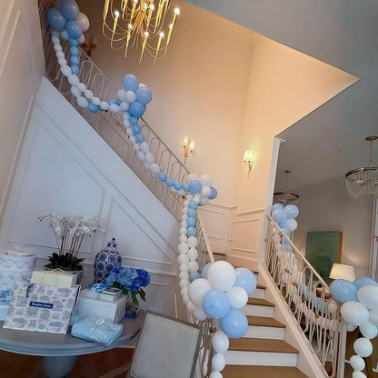100PCS Blue and White Link Balloons, Baby Light Blue White Linking Balloons - Image 6