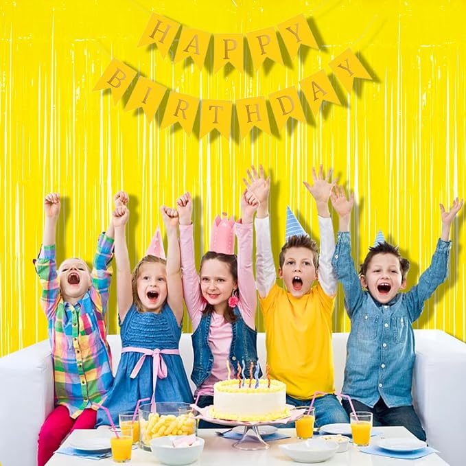 BRAVESHINE Fringe Curtain Backdrop | 2PCS | Pastel Yellow Party Decorations | - Image 6