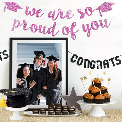 2026 Graduation Decorations Pre-Strung Blingbling We Are So Proud of You Banner - Image 6