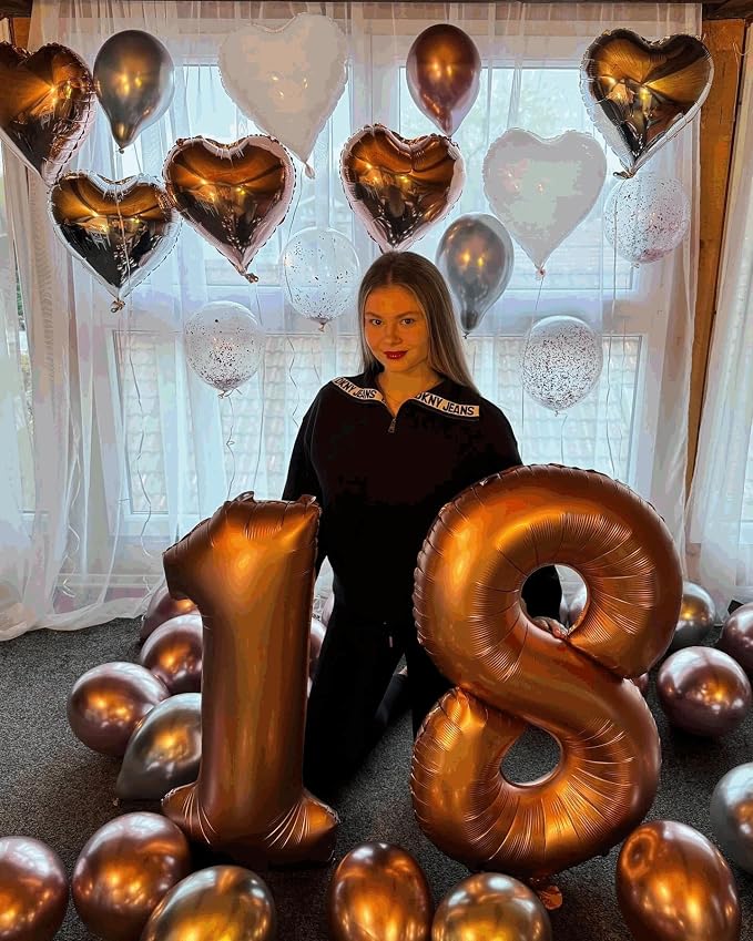9 Balloon - Brown Birthday Number Balloons, 40 Inch Decorations Men Women | - Image 7
