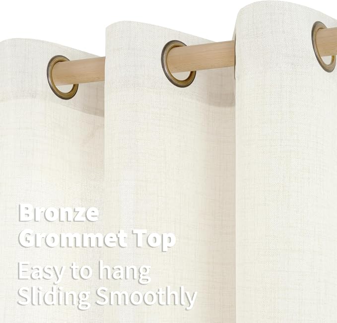 YoungsTex Extra Long Ivory Linen Curtains - Image 6