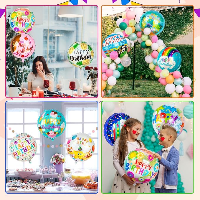 100 Pcs Happy Birthday Balloons, 18IN Round Birthday Mylar Foil Balloon | Party - Image 6