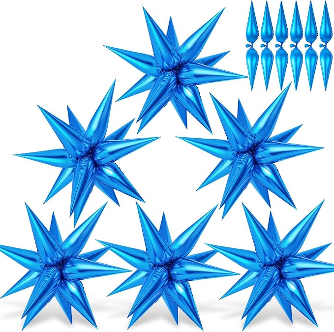Blue Star Balloons, 12 Point Large Spike Mylar Balloon by GCTWFYK