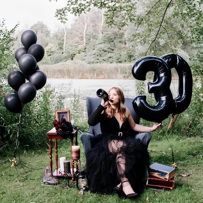 Black 16th Birthday Balloons for Boys Girls, 40 Inch Big Black Mylar Foil - Image 9