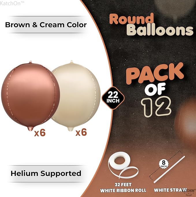 KatchOn Brown and Cream Balloons Set 22 Inch - Image 2