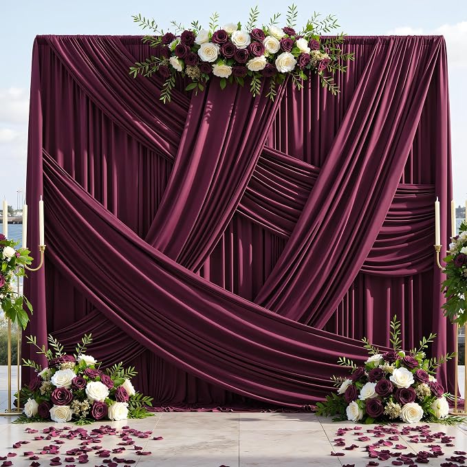 20ft×12ft Burgundy Backdrop Curtains - Image 7