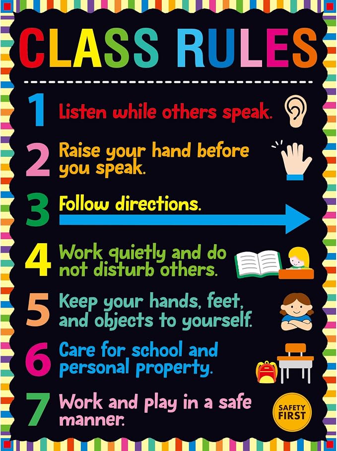 Vantasii Classroom Rule Poster, Colorful Bulletin Board Decoration Thick by VANTASII