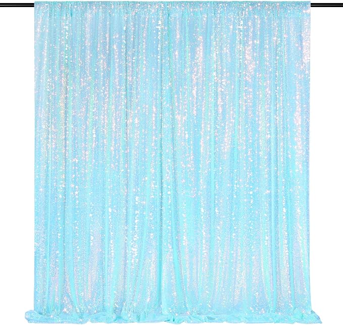Blue Iridescent Sequin Backdrop 7ft x 7ft Glitter Photo Booth Backdrop | by QueenDream