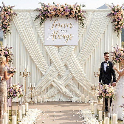 30ftx10ft Wrinkle Free Beige Backdrop Curtains - Image 3