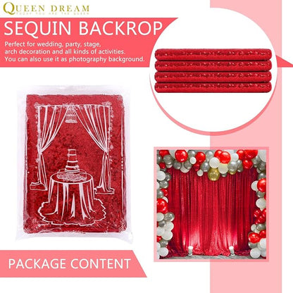 8ft x 8ft Red Sequin Backdrop Curtain Sparkle Photo Backdrop | Glitter Photo - Image 7
