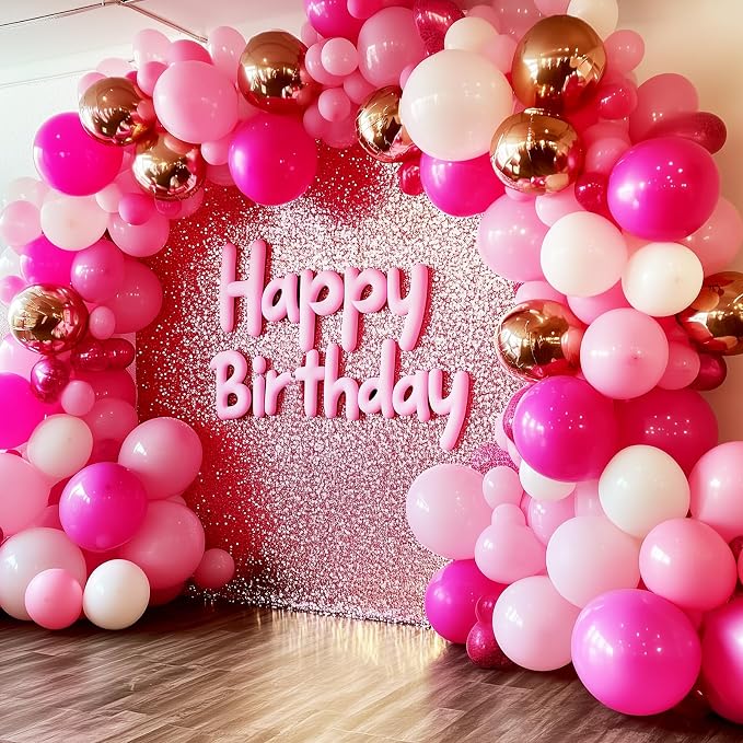RUBFAC 135pcs Hot Pink Balloons Different Sizes 18 12 10 5 Inch - Image 6