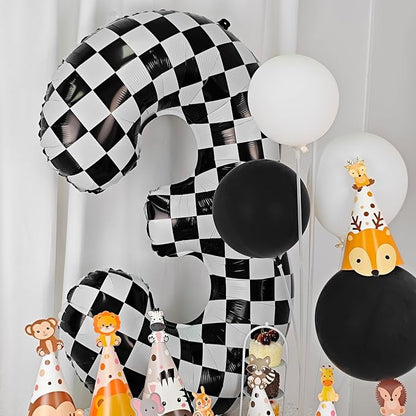 40In Black White Checkered Number 8 Balloon Race Car Digital Foil 8 Balloon | - Image 6